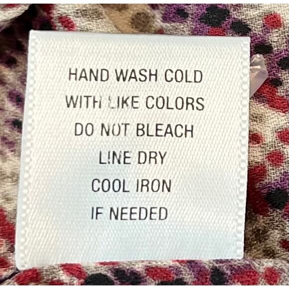 SAMI & JO LONG SLEEVE, V-NECK TUNIC BLOUSE, WOMANS, 2X, PURPLE RED TAN GEOMETRIC - Picture 10 of 10